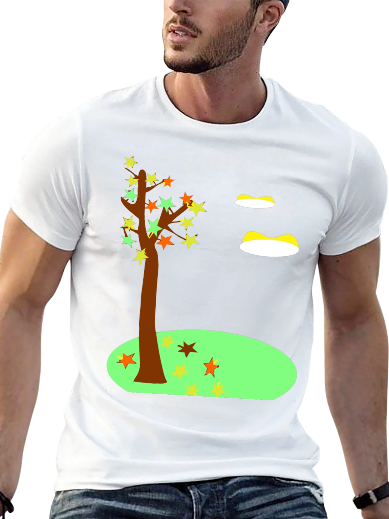 Fall Tree T-Shirt Star Leaves Autumn Design
