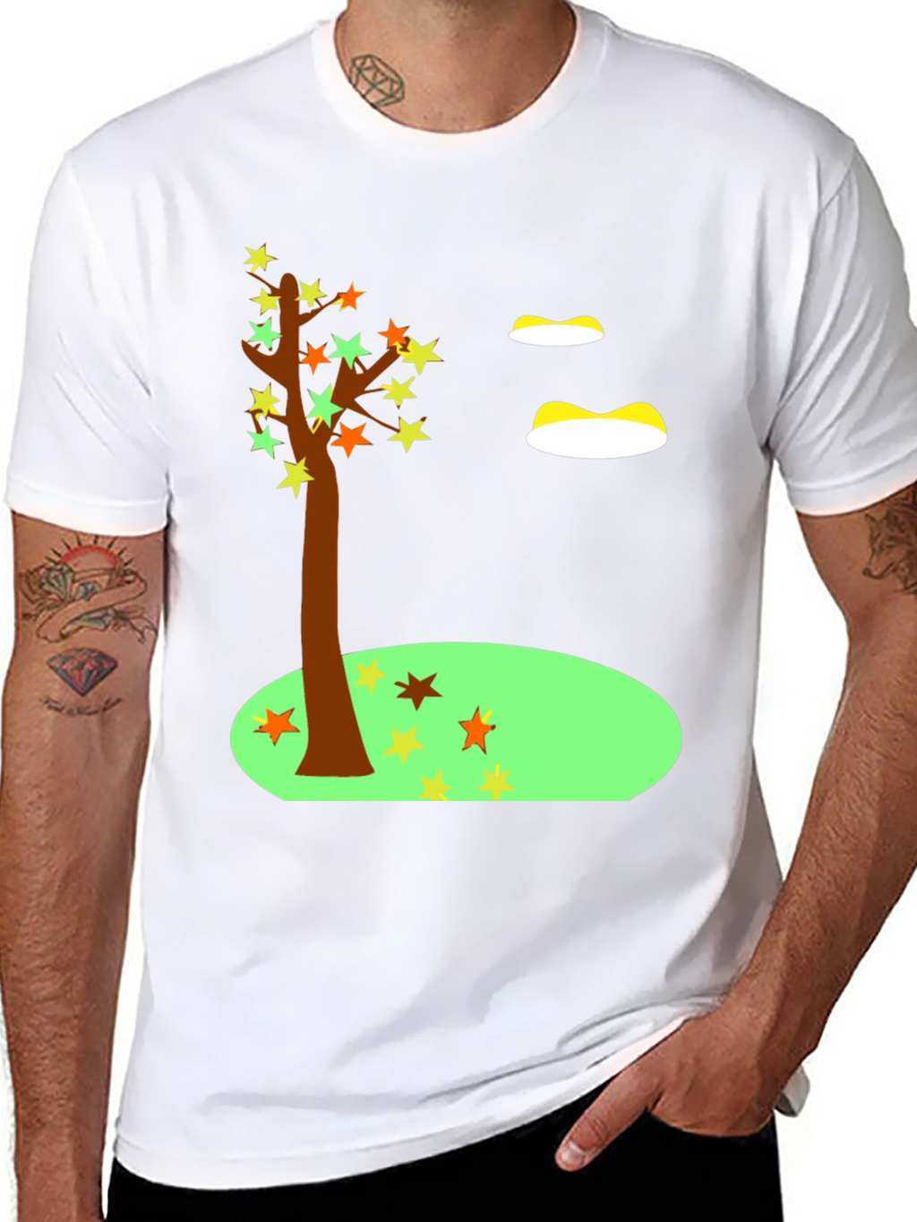 Fall Tree T-Shirt Star Leaves Autumn Design