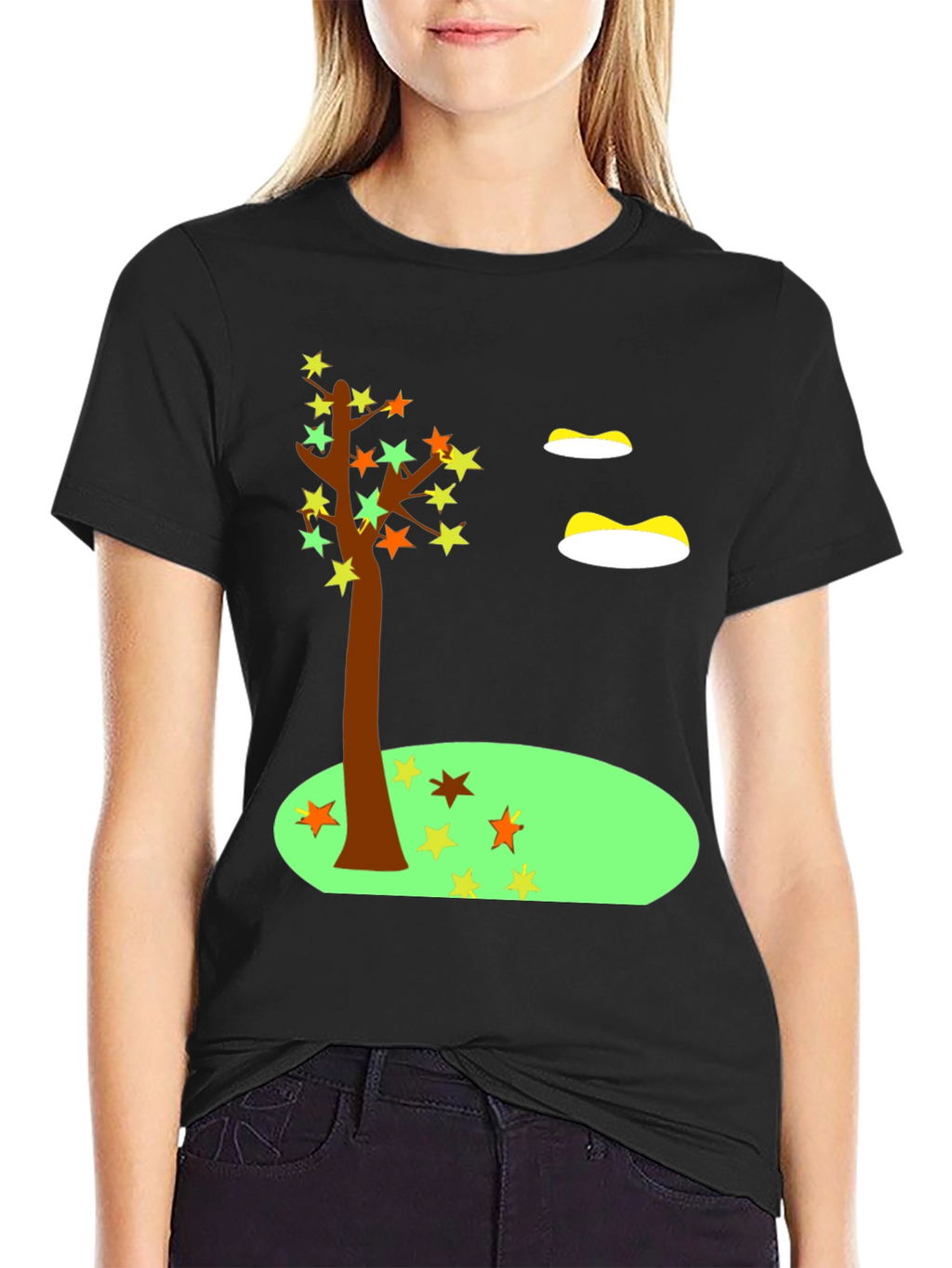 Fall Tree T-Shirt Star Leaves Autumn Design