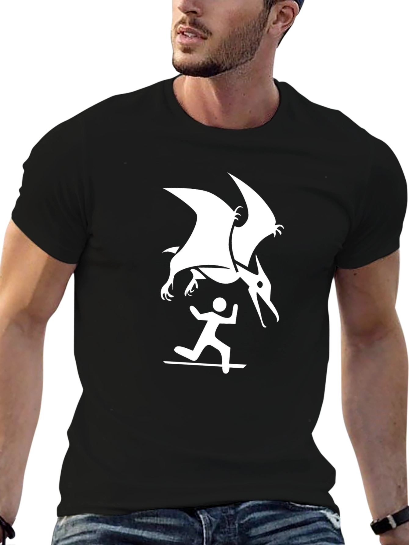 Pterodactyl Attack Graphic Tee - Black
