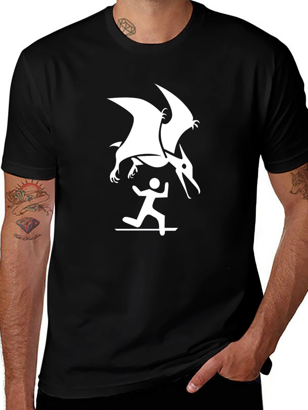 Pterodactyl Attack Graphic Tee - Black