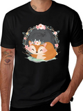 Cute Fox with Floral Crown Graphic Tee