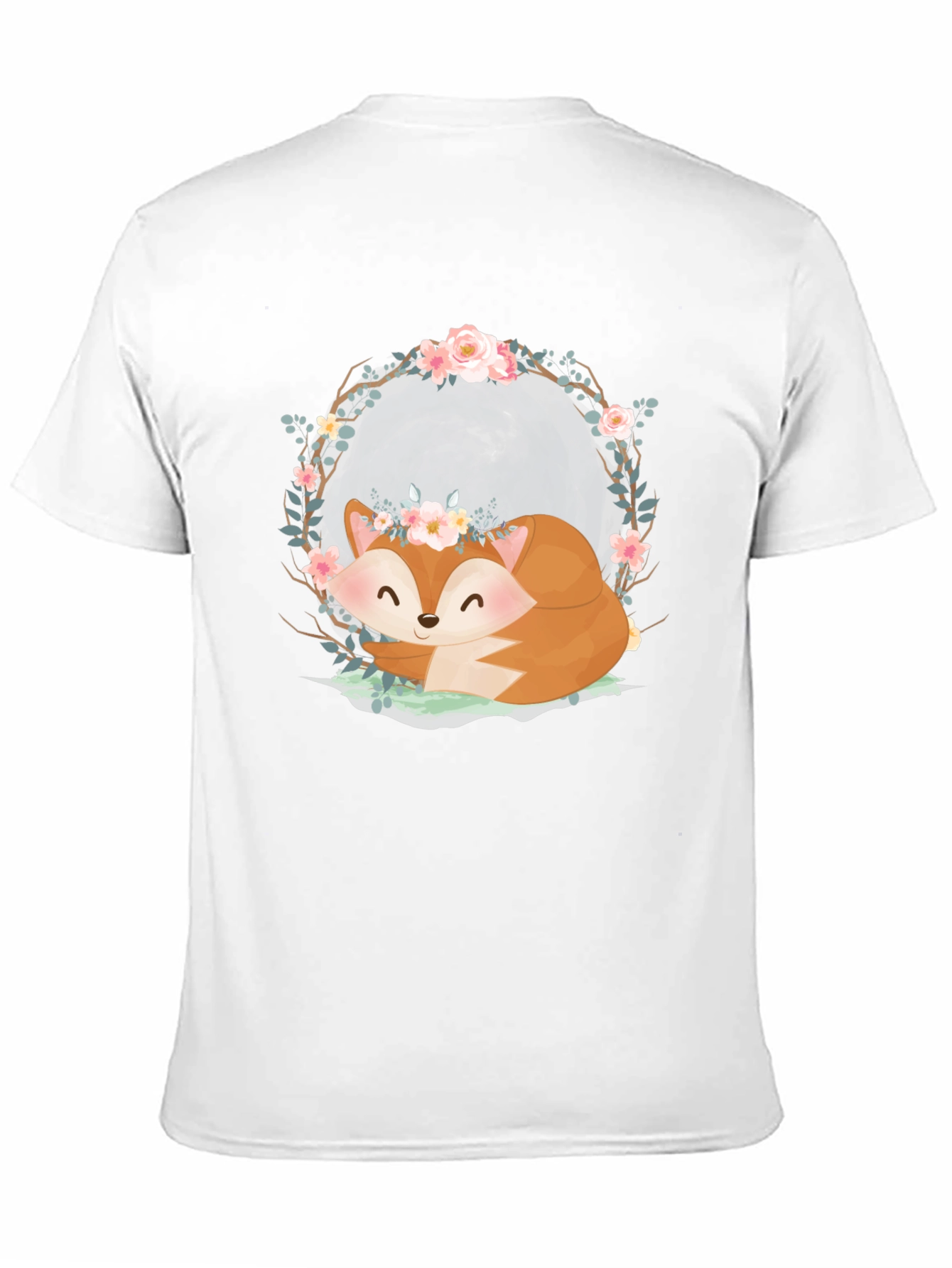 Cute Fox with Floral Crown Graphic Tee