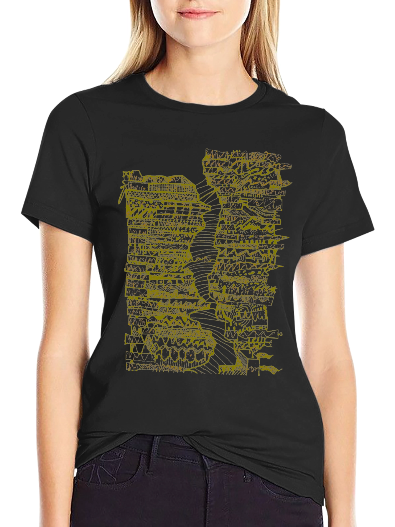 Abstract Art Tee - Black Graphic Print T-Shirt
