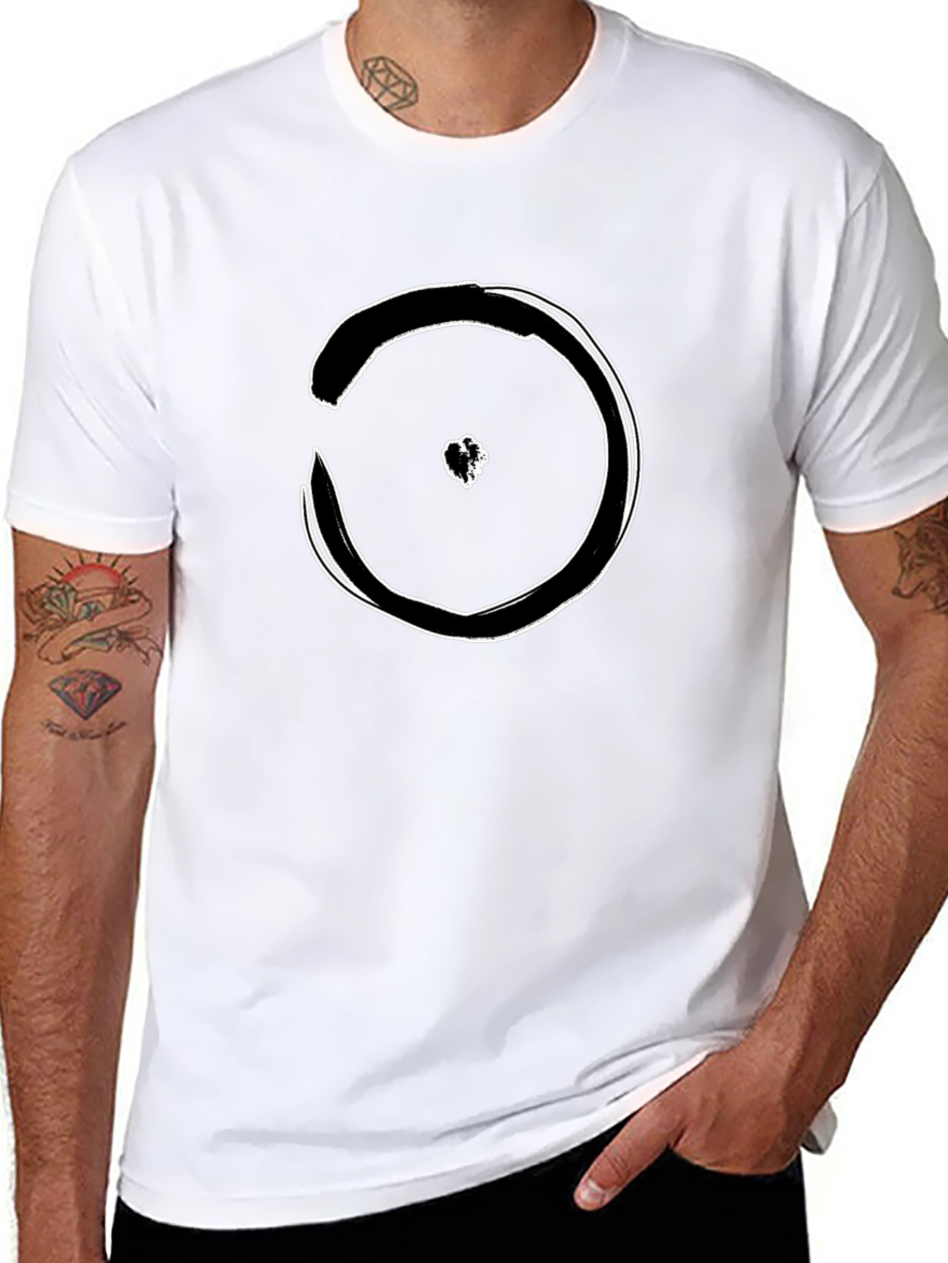Black T-Shirt with Abstract Circle Design