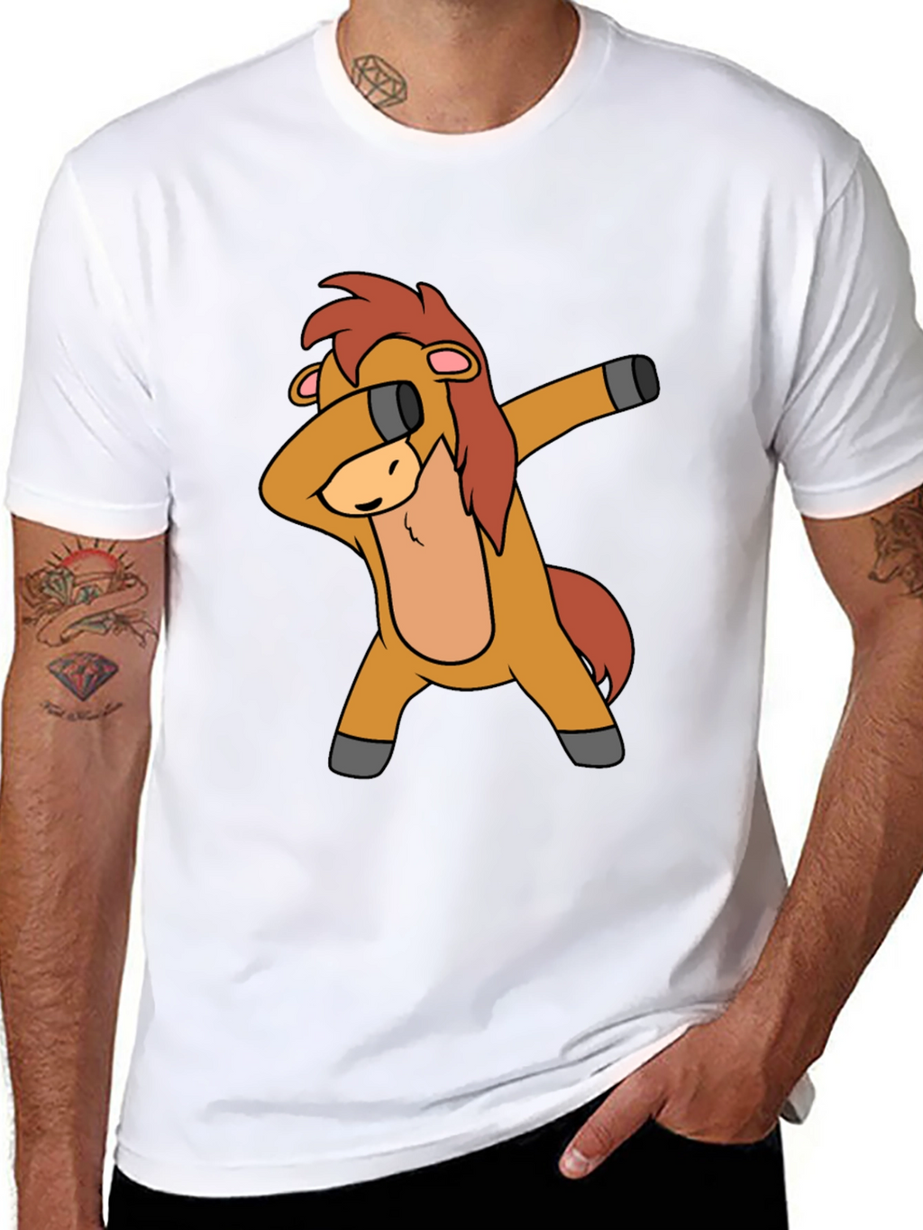 Dabbing Horse Graphic Tee - Black Cotton T-Shirt
