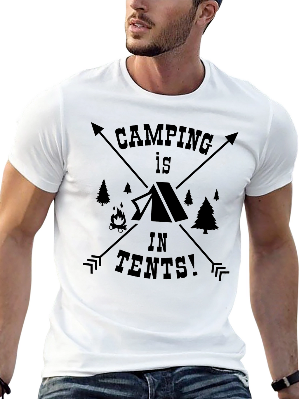 Camping in Tents Black Graphic Tee