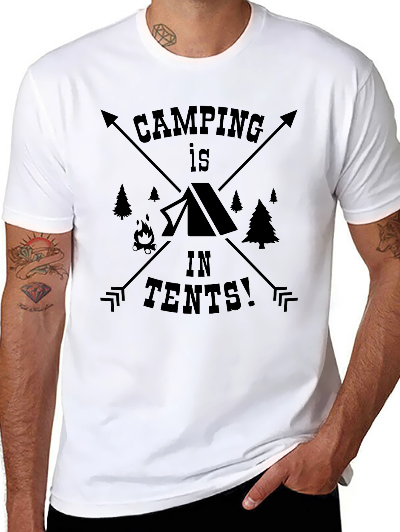 Camping in Tents Black Graphic Tee