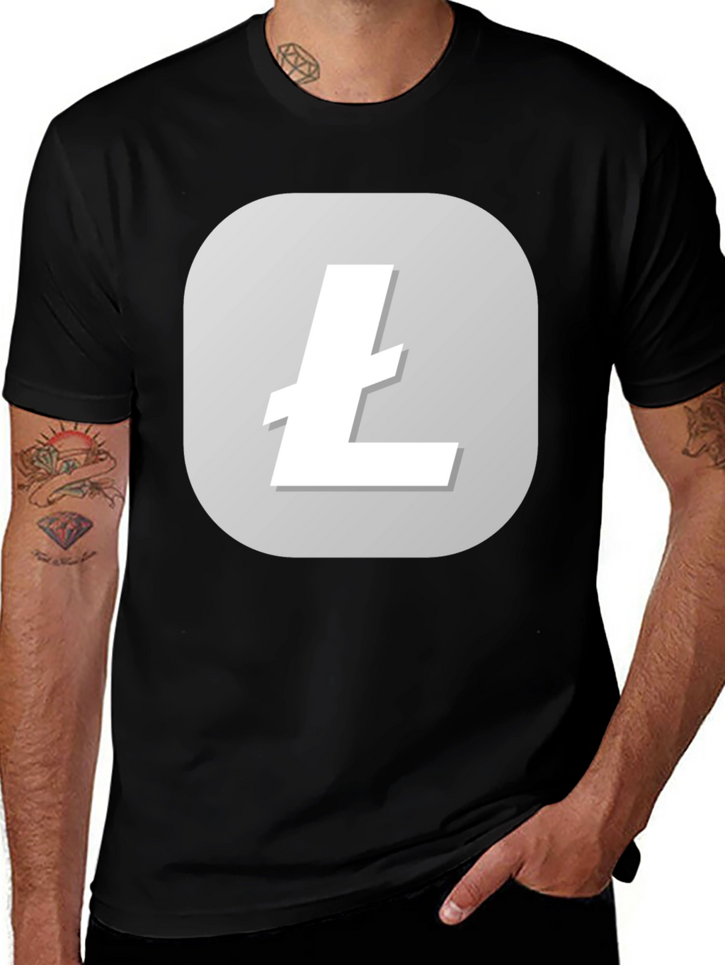 Litecoin Logo Black T-Shirt - Crypto Tee