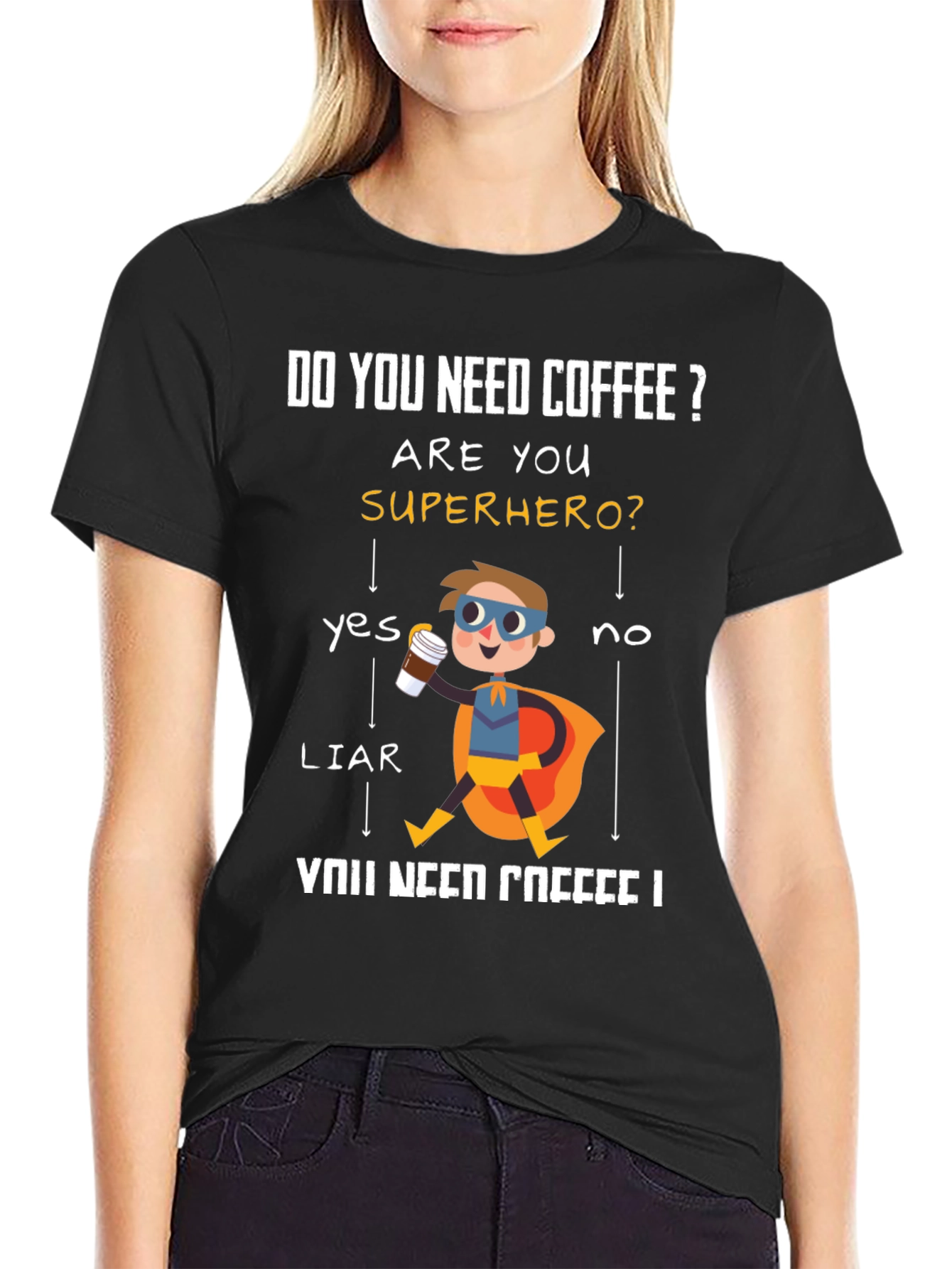 Do You Need Coffee? Superhero Graphic T-Shirt