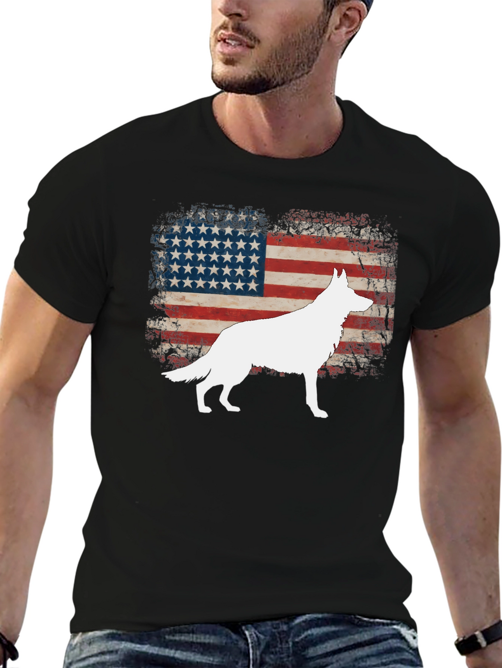 Patriotic Dog American Flag T-Shirt
