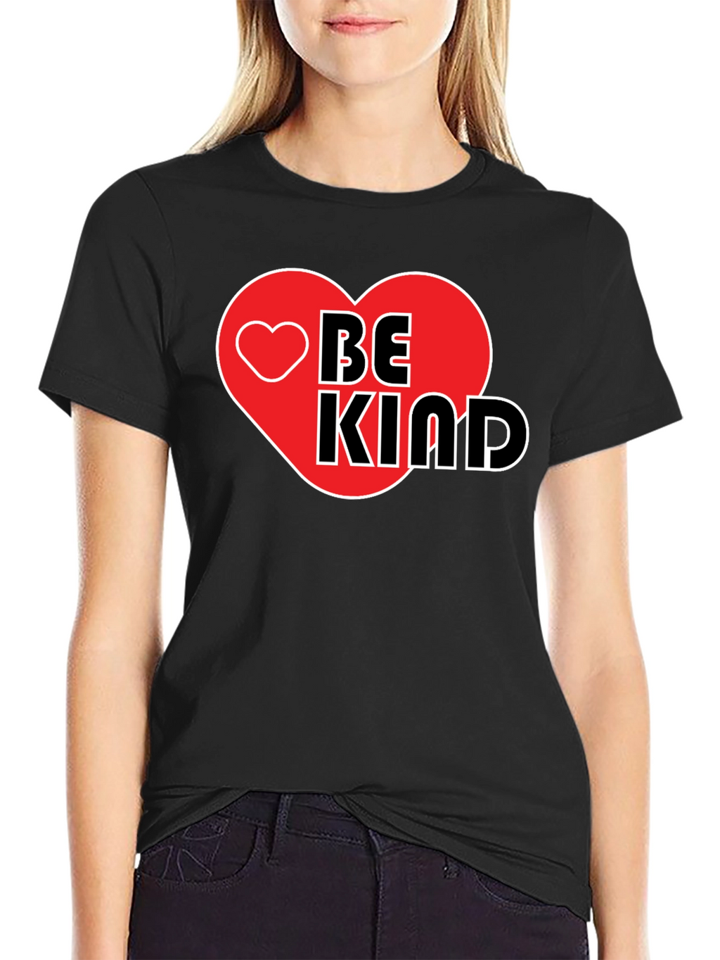 Be Kind Heart Graphic Black T-Shirt