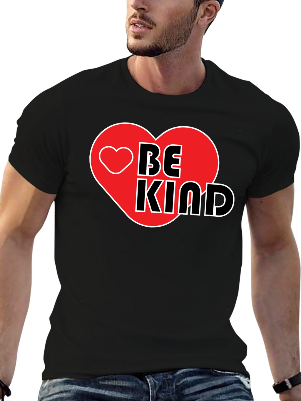 Be Kind Heart Graphic Black T-Shirt