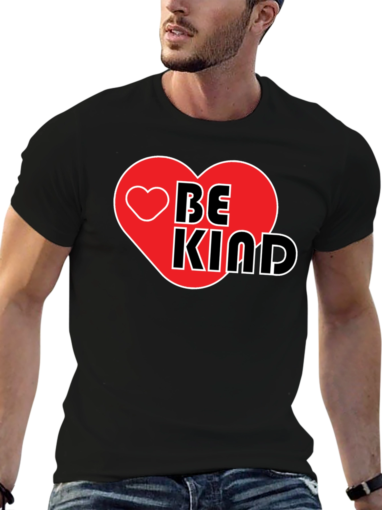 Be Kind Heart Graphic Black T-Shirt