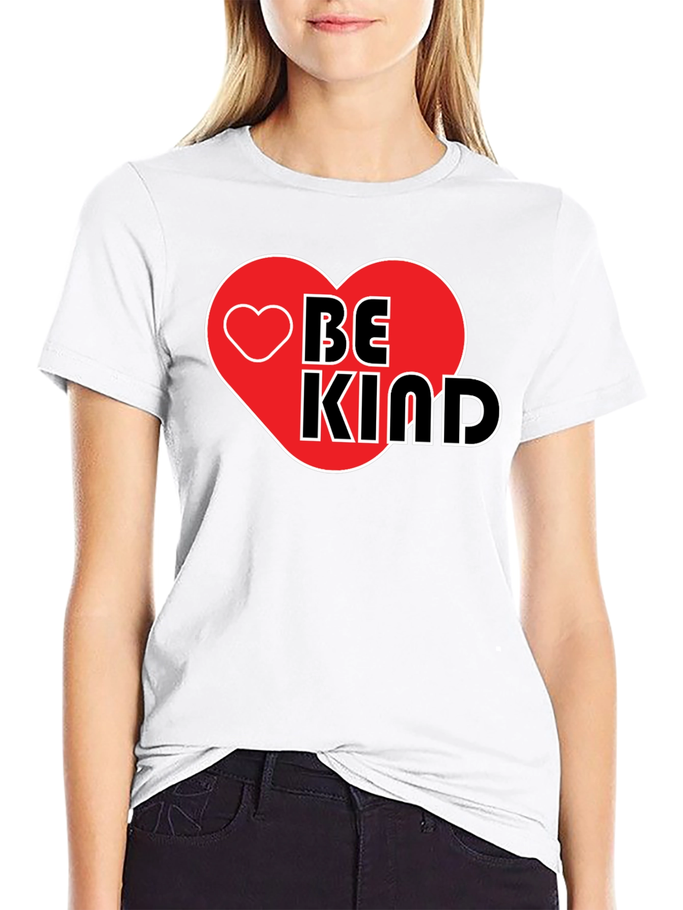 Be Kind Heart Graphic Black T-Shirt