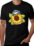 Cute Spider on Sunflower Graphic T-Shirt
