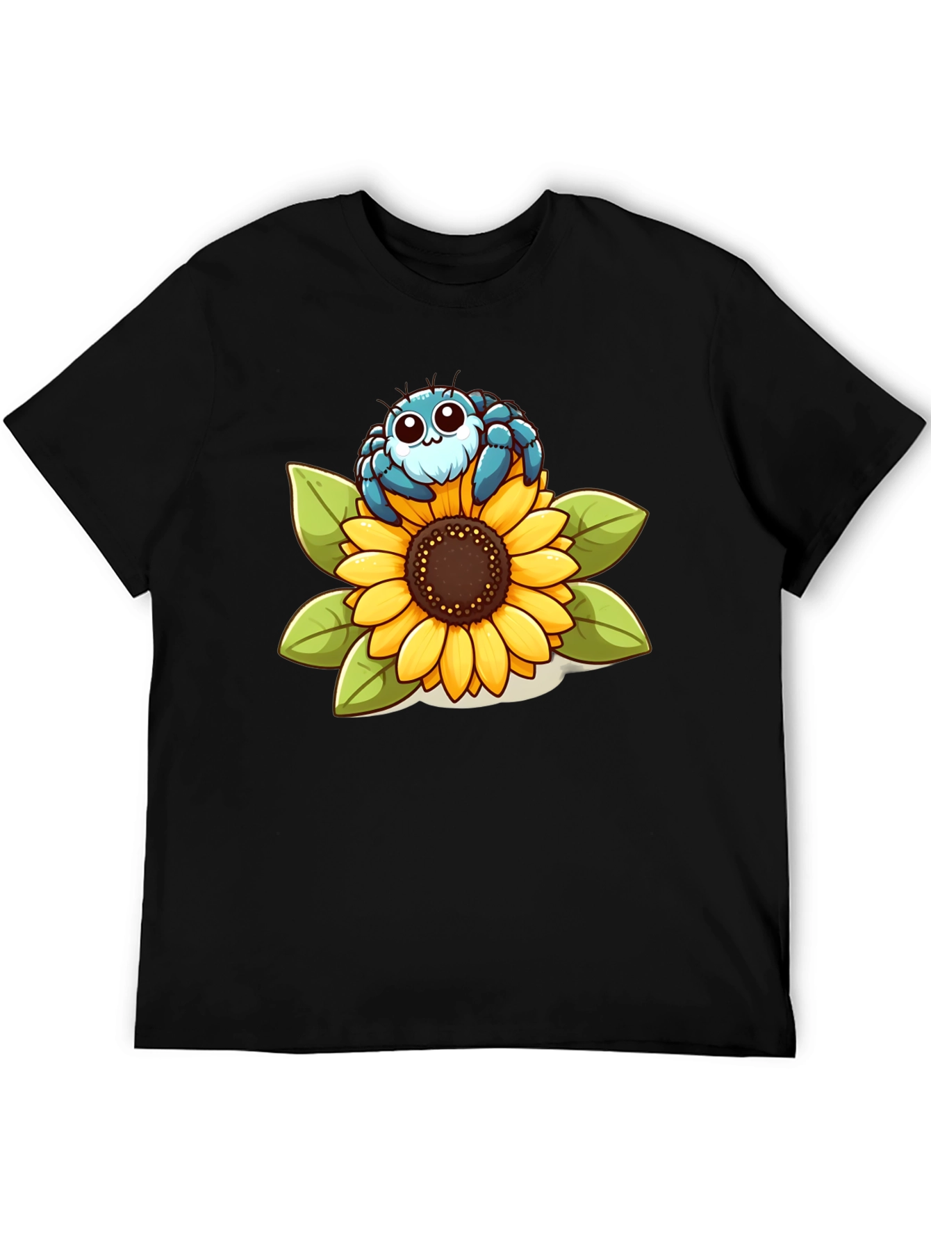 Cute Spider on Sunflower Graphic T-Shirt
