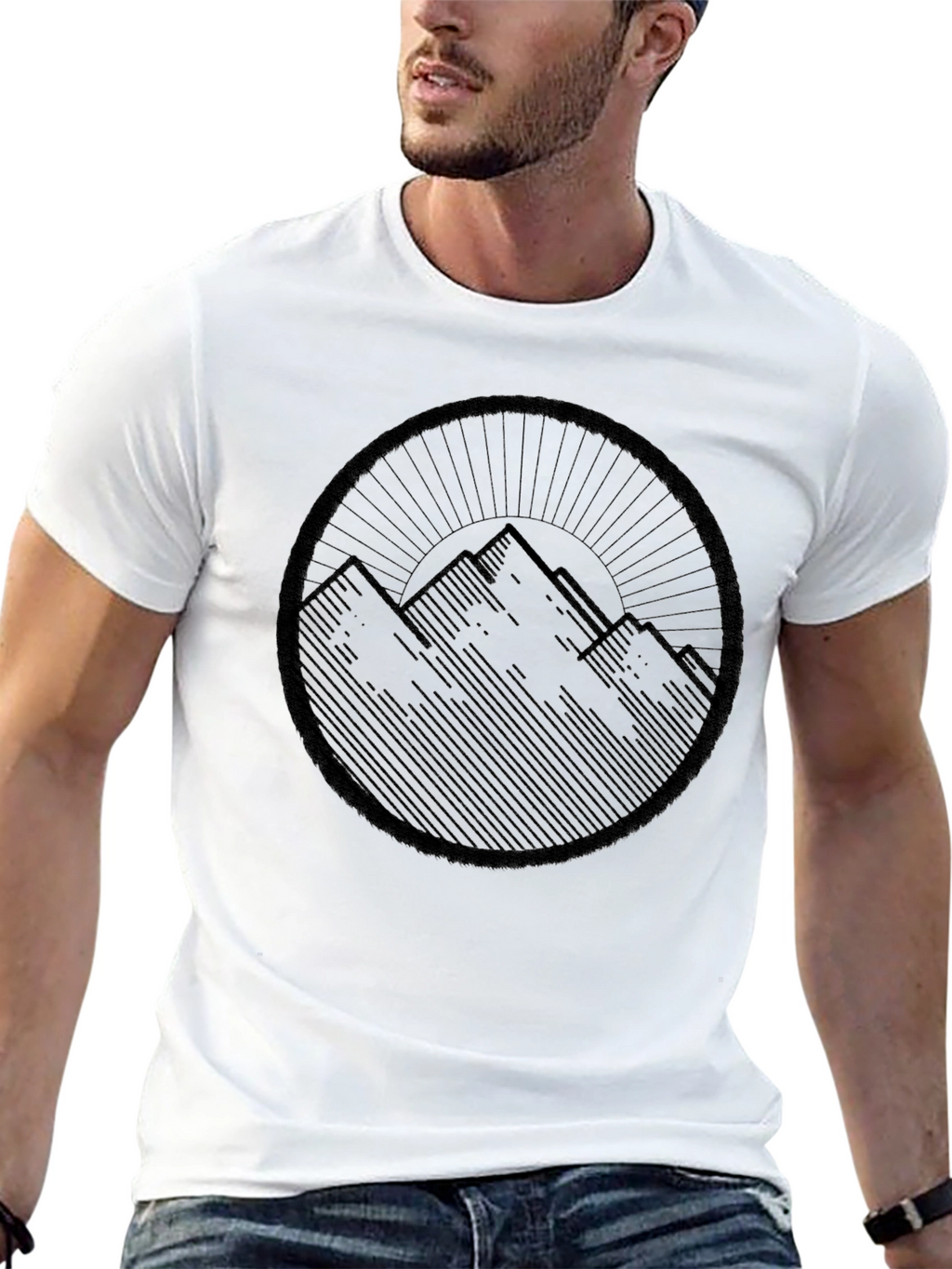 Mountain Circle Graphic Black T-Shirt