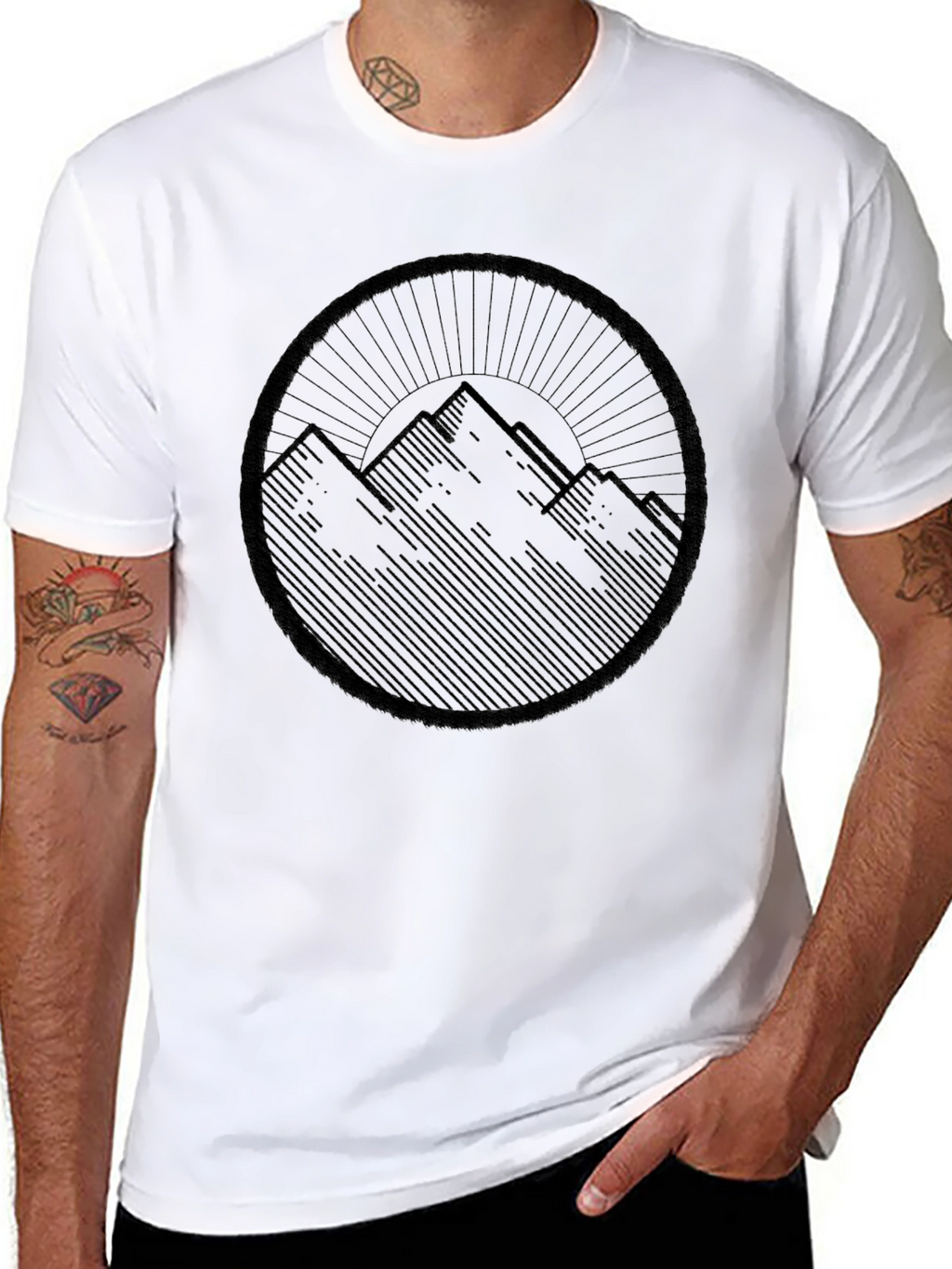 Mountain Circle Graphic Black T-Shirt
