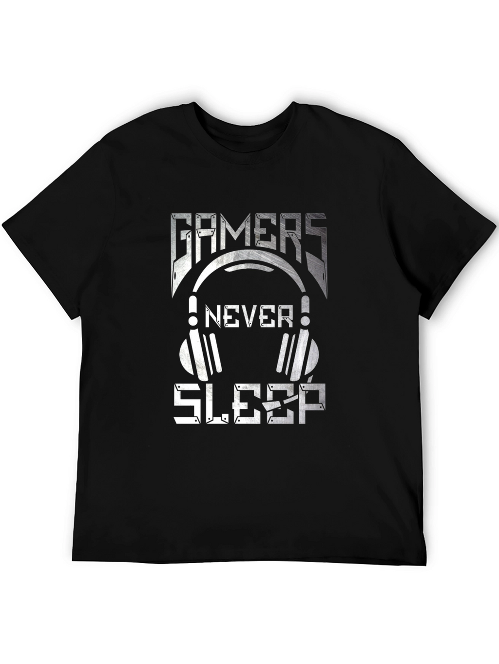 Gamers Never Sleep Graphic Tee - Black Cotton T-Shirt