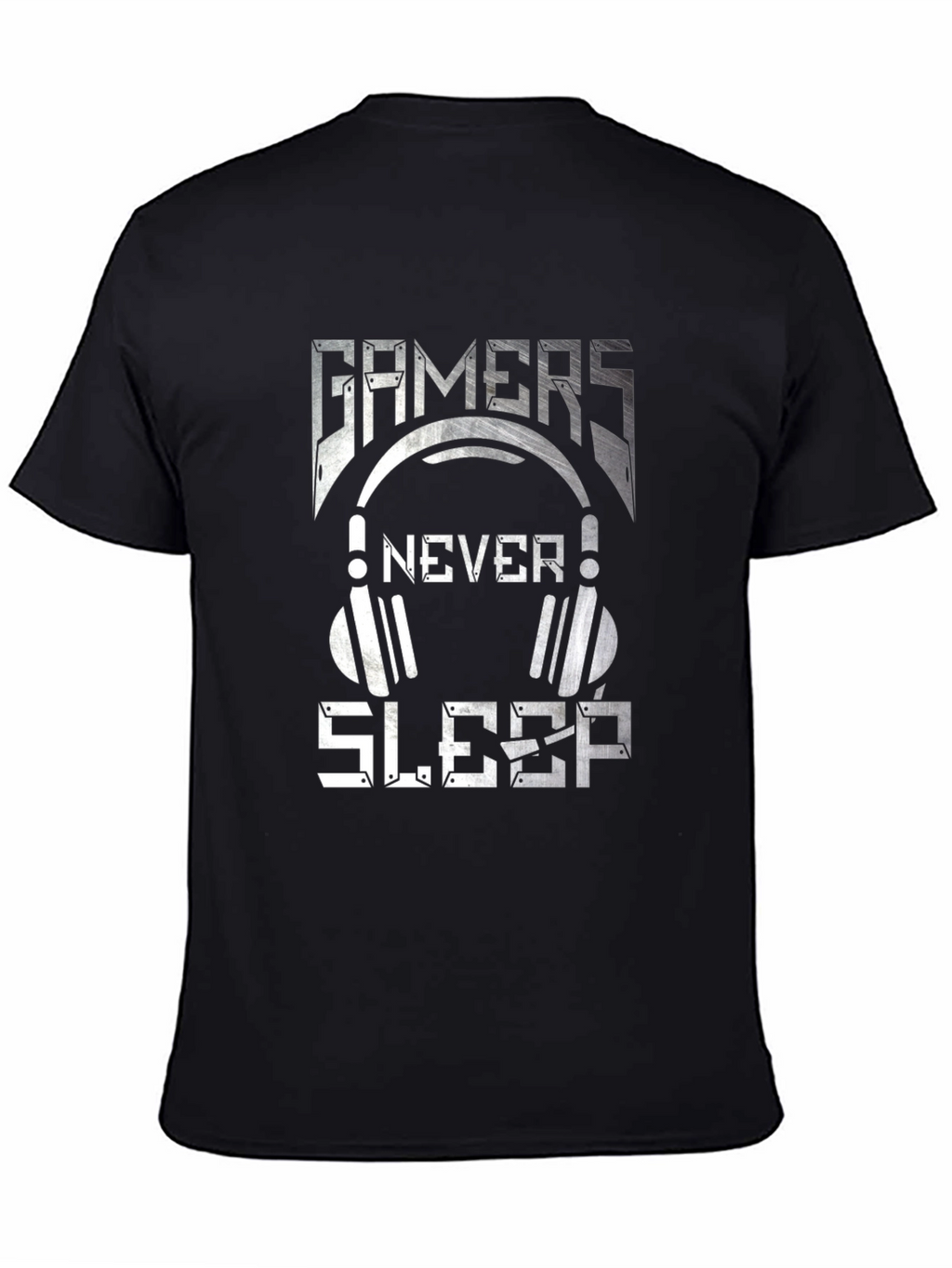 Gamers Never Sleep Graphic Tee - Black Cotton T-Shirt