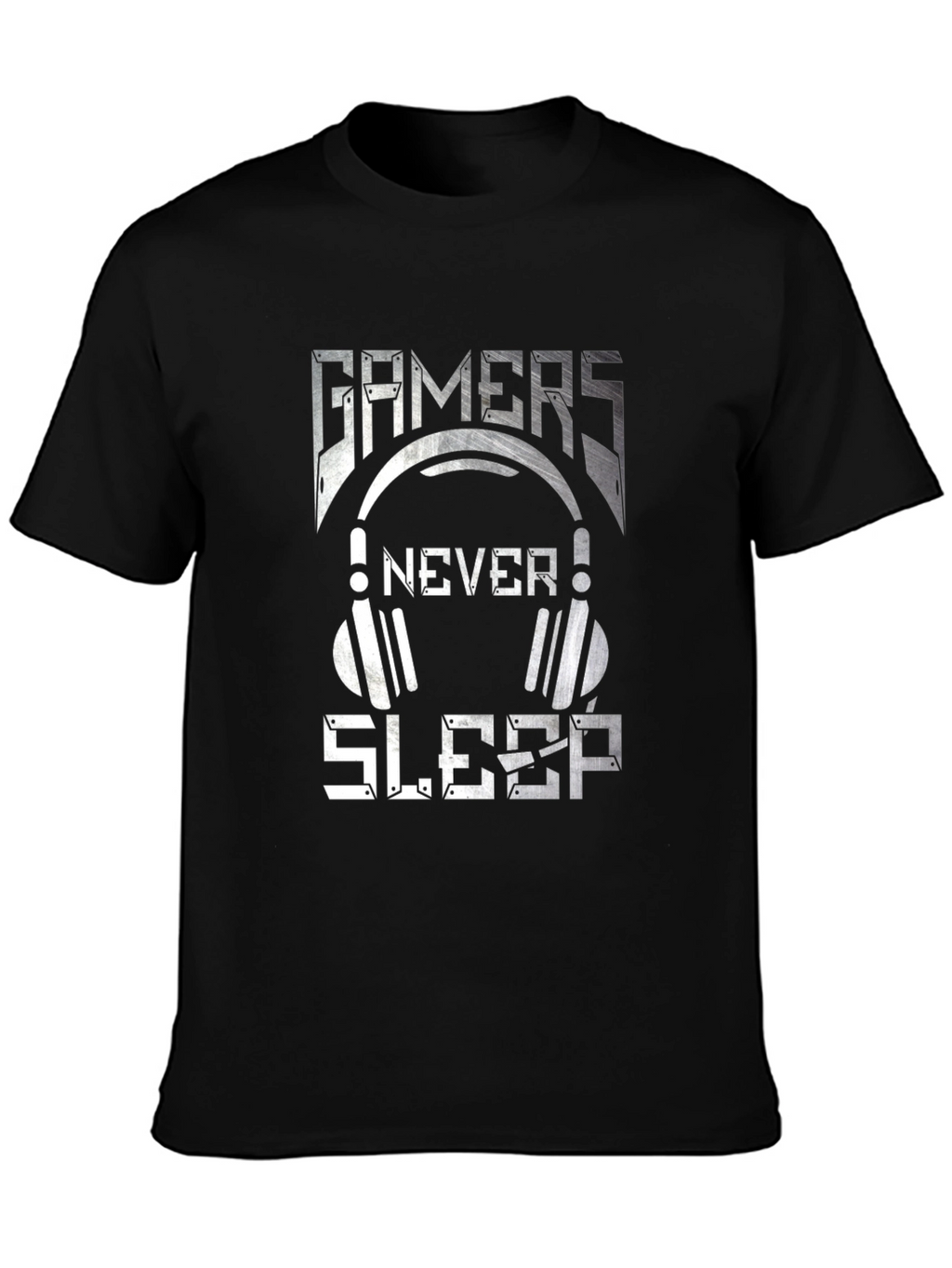 Gamers Never Sleep Graphic Tee - Black Cotton T-Shirt
