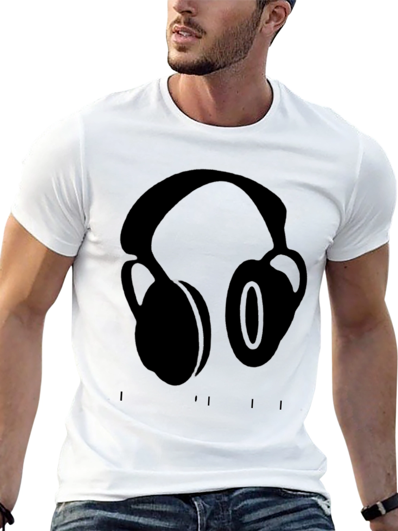 Headphones Graphic Black T-Shirt