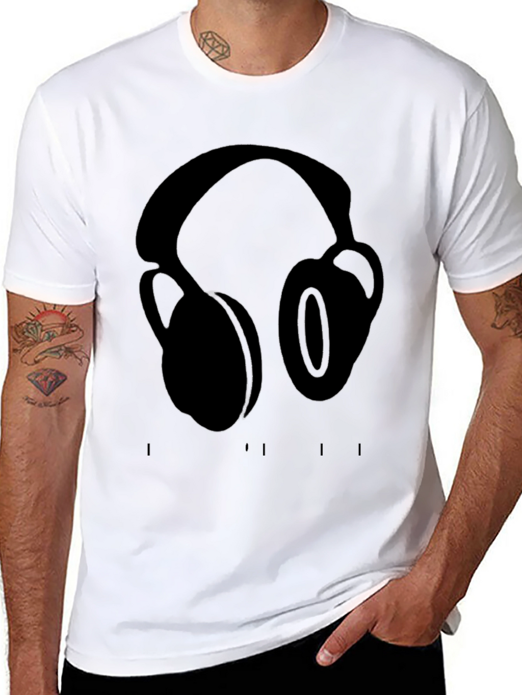 Headphones Graphic Black T-Shirt