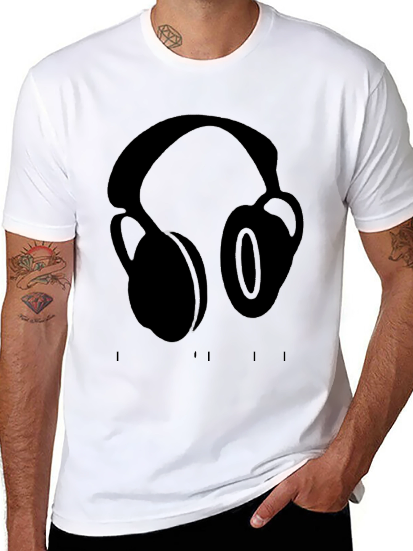 Headphones Graphic Black T-Shirt