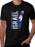 Israel Map Graphic T-Shirt - Blue & White Print