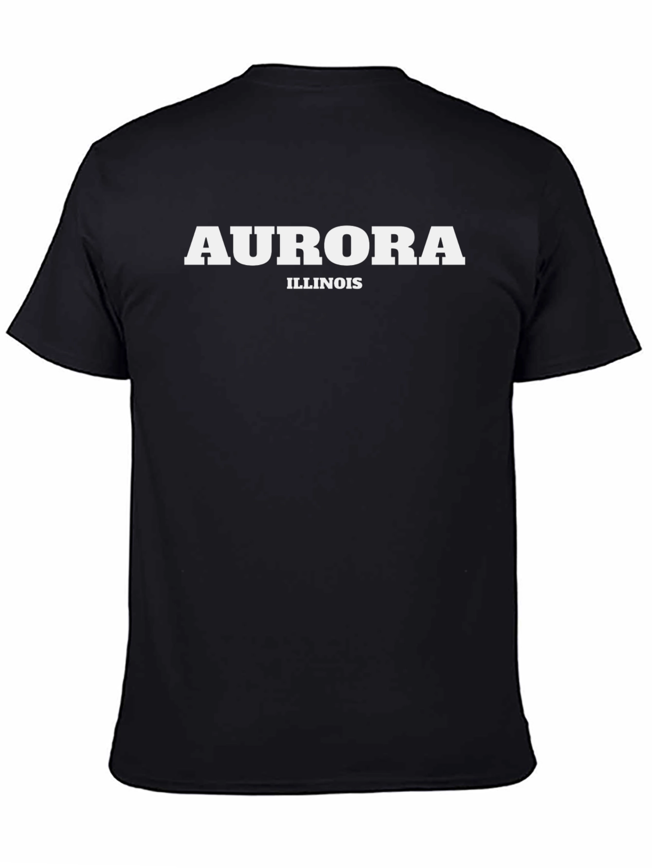 Aurora Illinois T-Shirt - Black Crew Neck Tee
