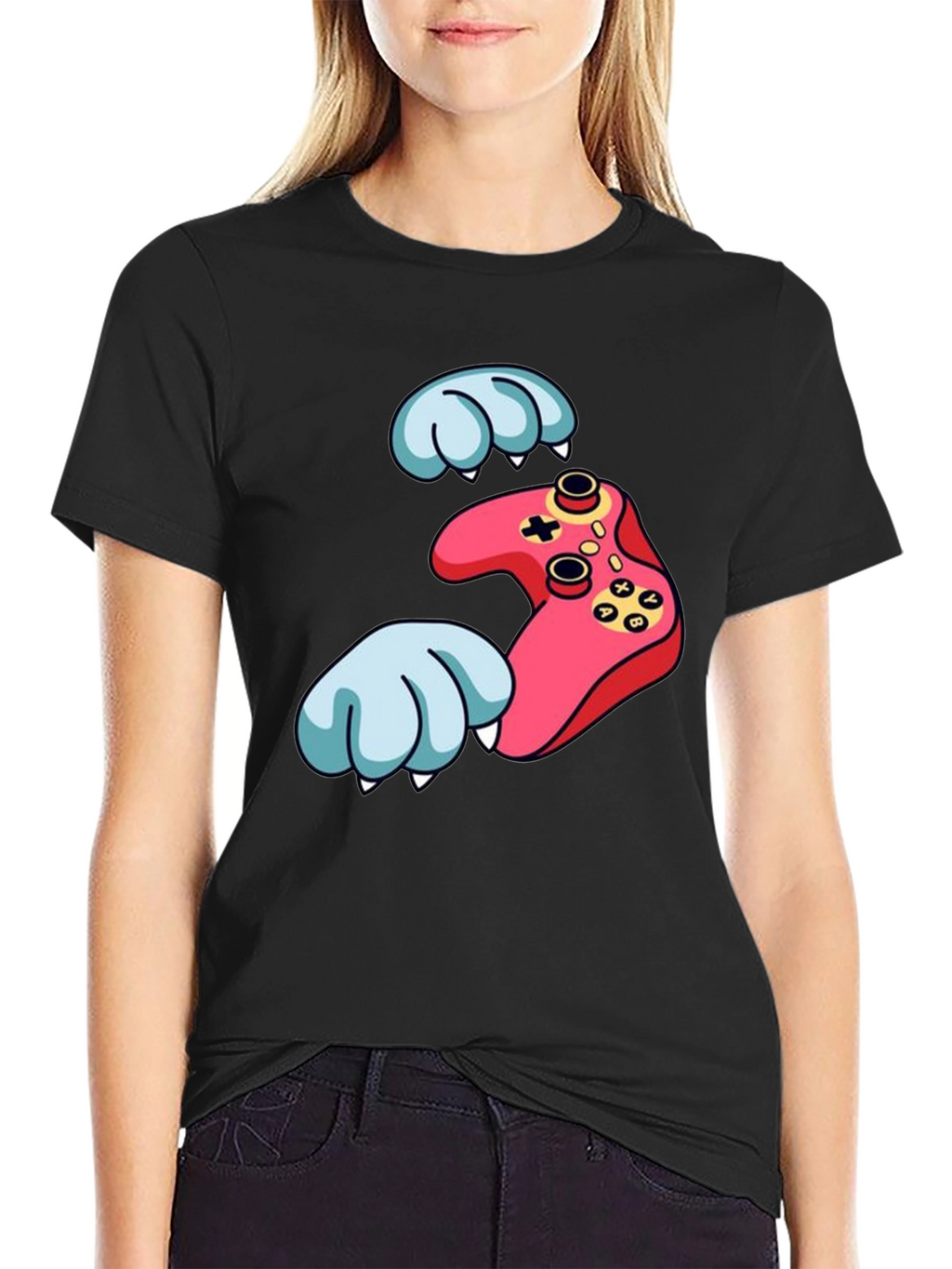 Gamer Paw Controller Graphic Black T-Shirt