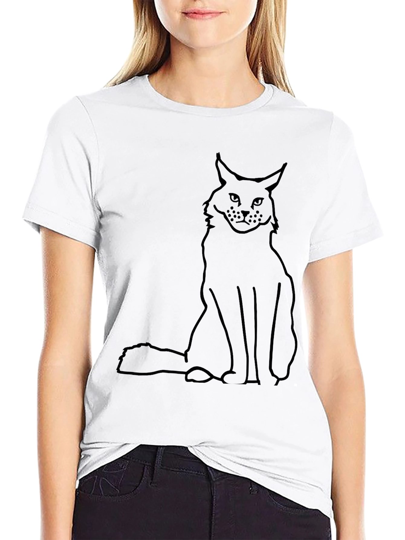 Black Cat Outline T-Shirt