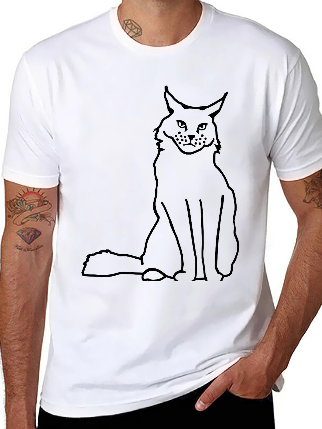 Black Cat Outline T-Shirt