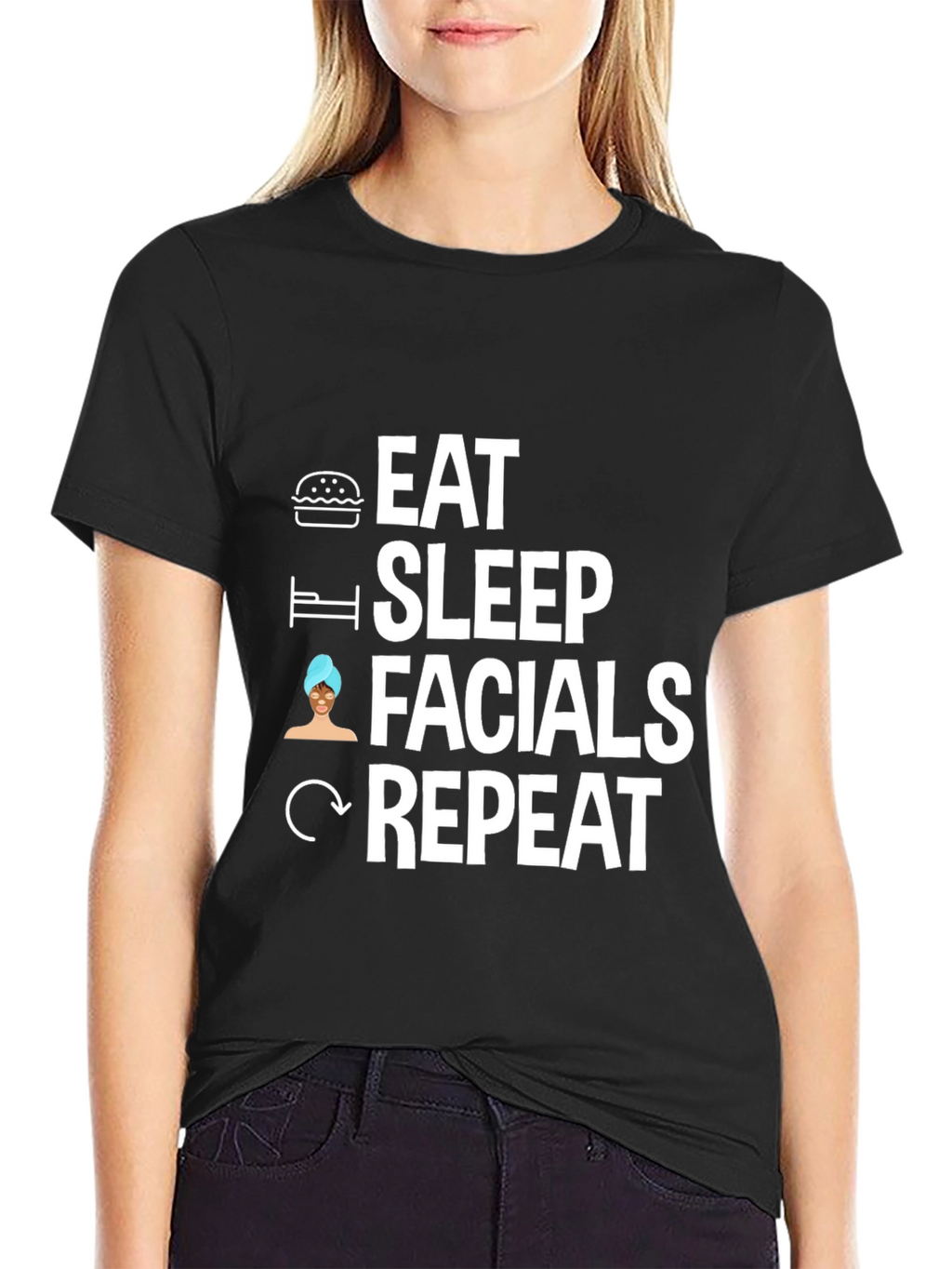 Eat Sleep Facials Repeat Graphic Tee