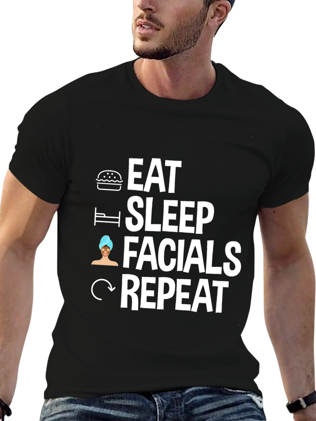 Eat Sleep Facials Repeat Graphic Tee