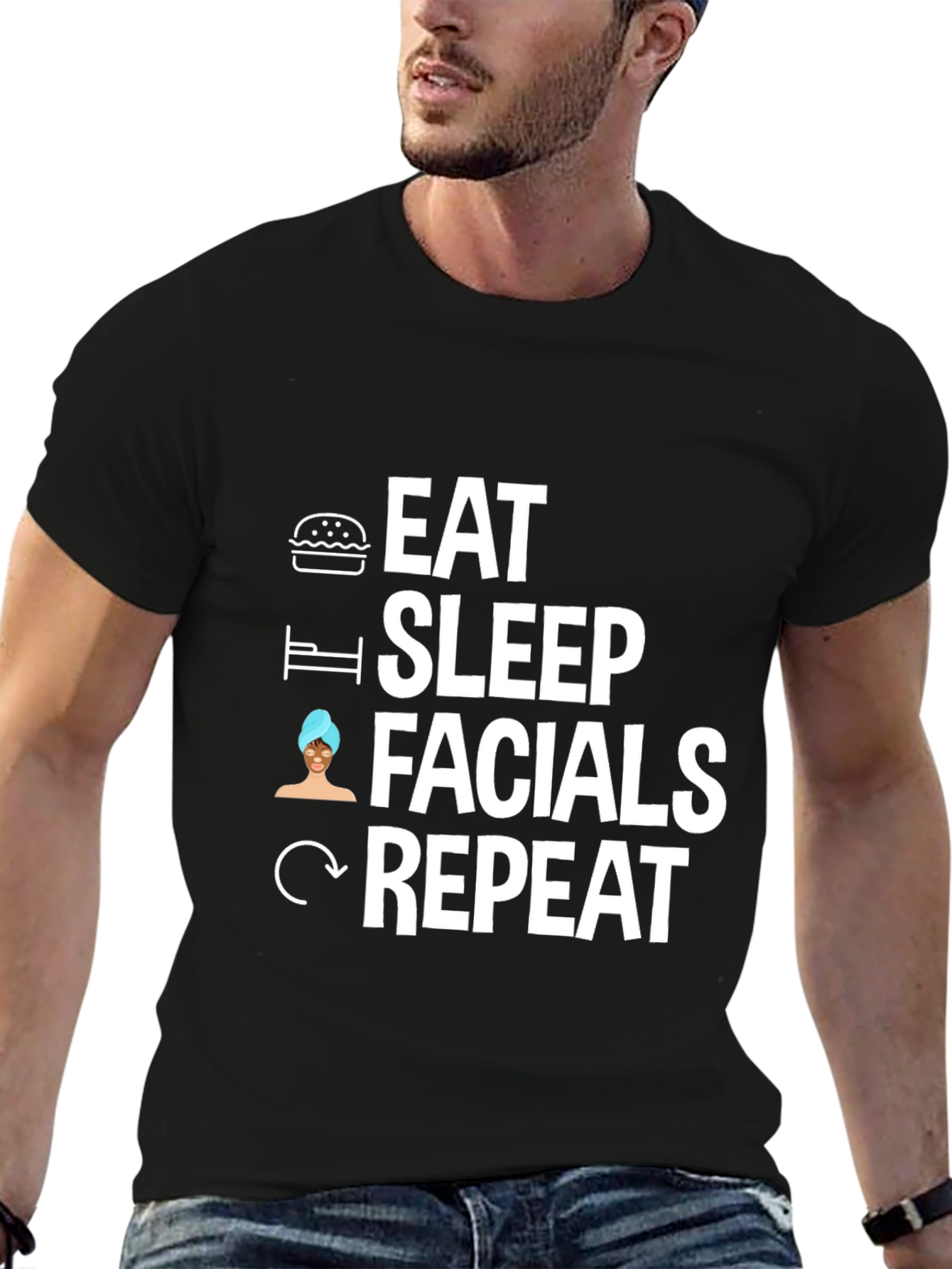 Eat Sleep Facials Repeat Graphic Tee