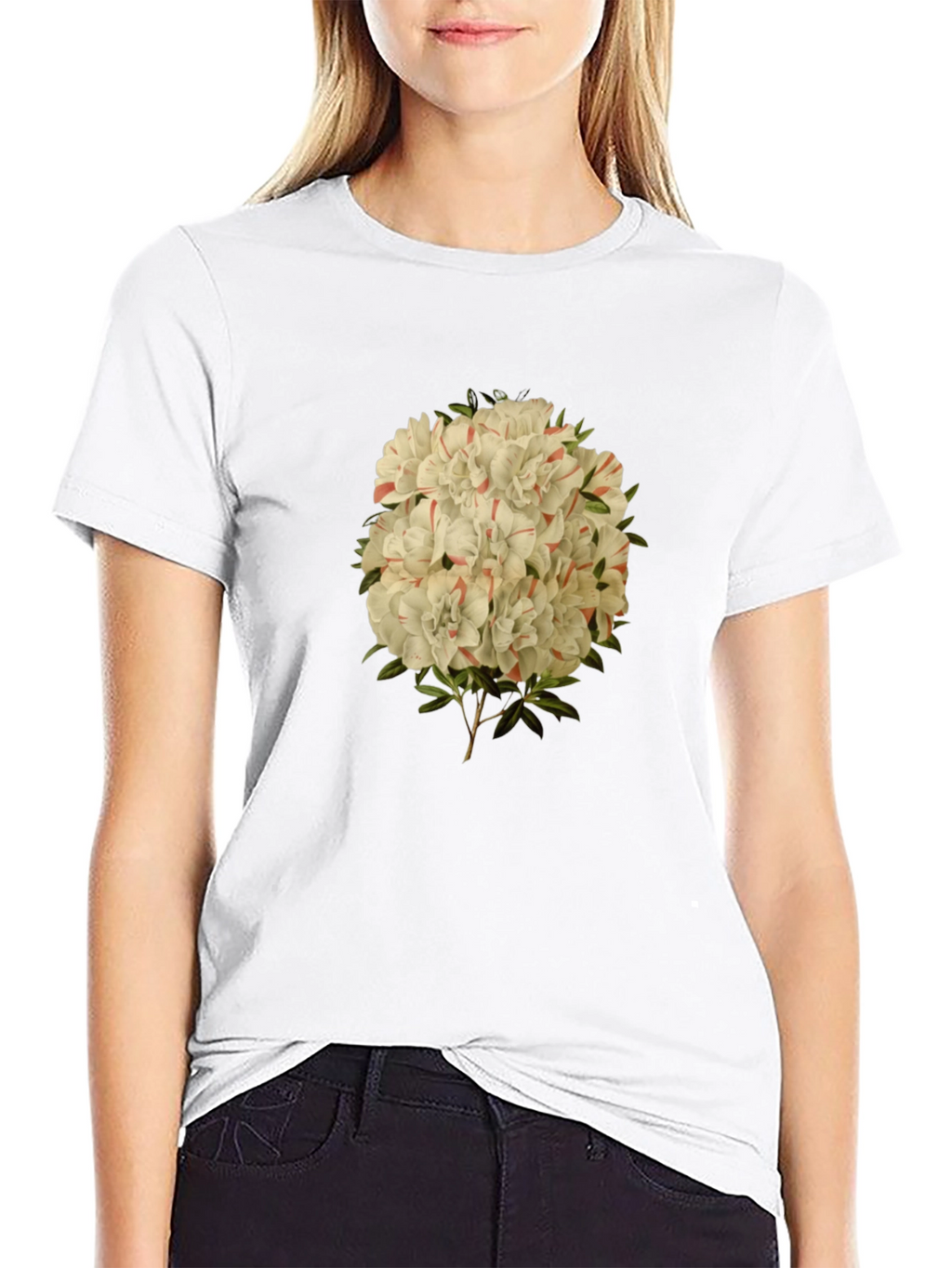 Floral Print Graphic Tee - Black Casual T-Shirt