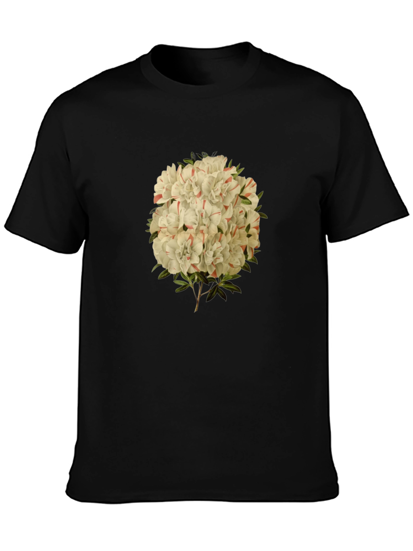 Floral Print Graphic Tee - Black Casual T-Shirt