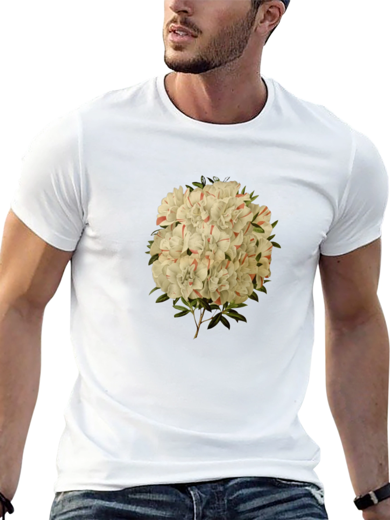 Floral Print Graphic Tee - Black Casual T-Shirt