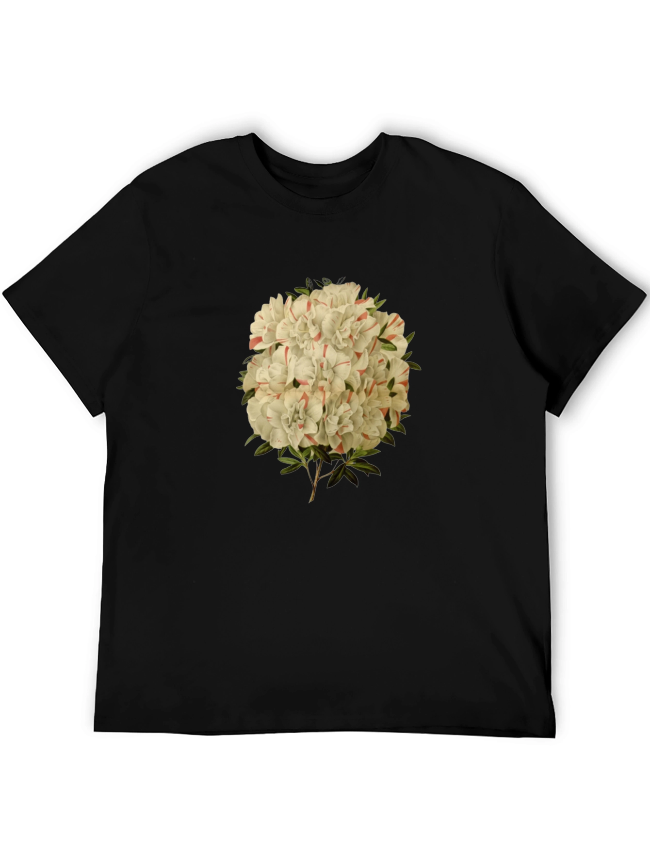 Floral Print Graphic Tee - Black Casual T-Shirt