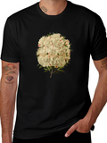 Floral Print Graphic Tee - Black Casual T-Shirt