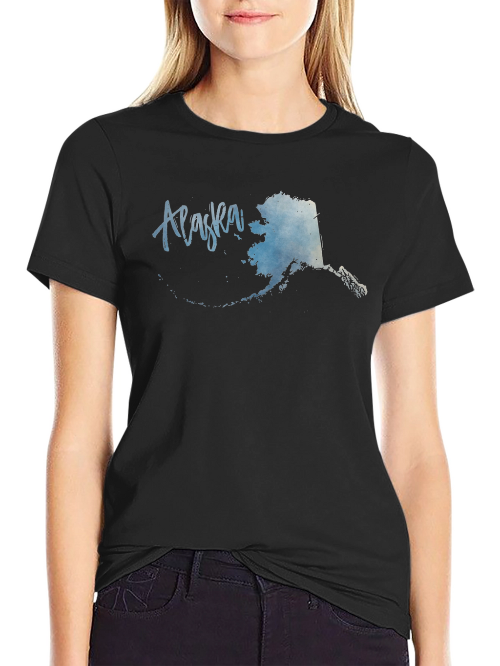 Alaska State Map Graphic Mens Black T-Shirt