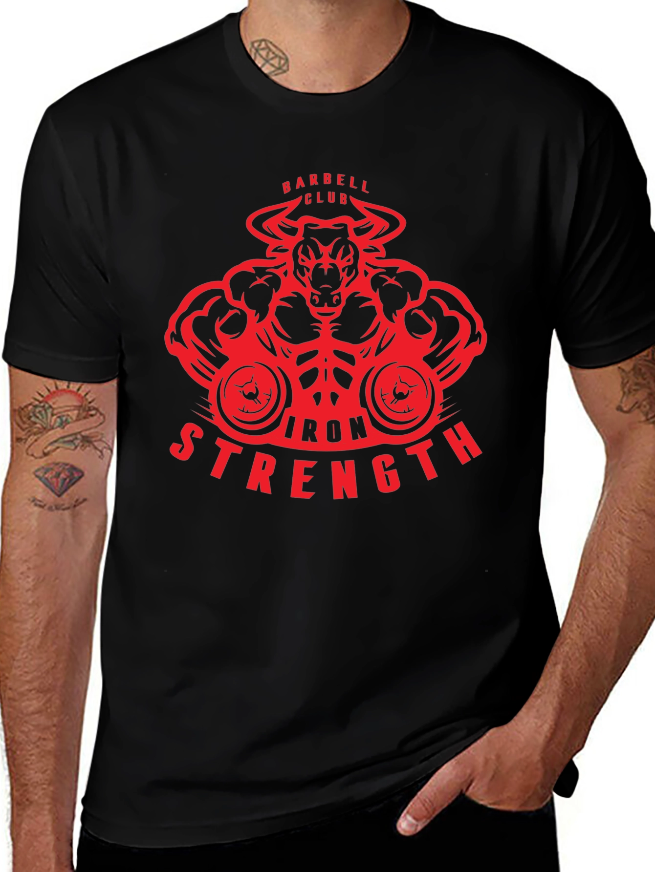 Iron Strength Barbell Club Bull T-Shirt