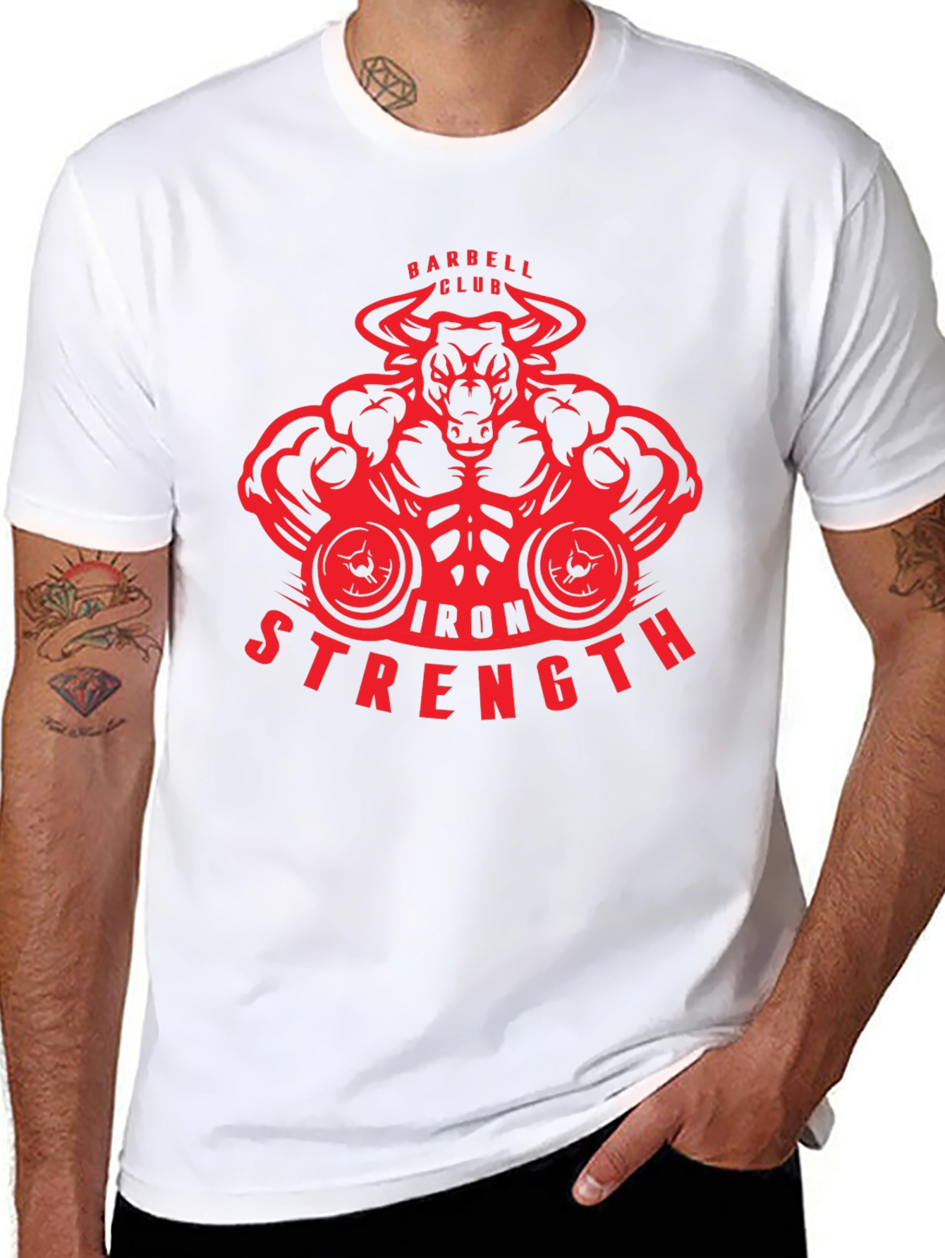 Iron Strength Barbell Club Bull T-Shirt
