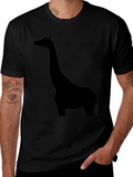 Giraffe Silhouette Black T-Shirt for Men