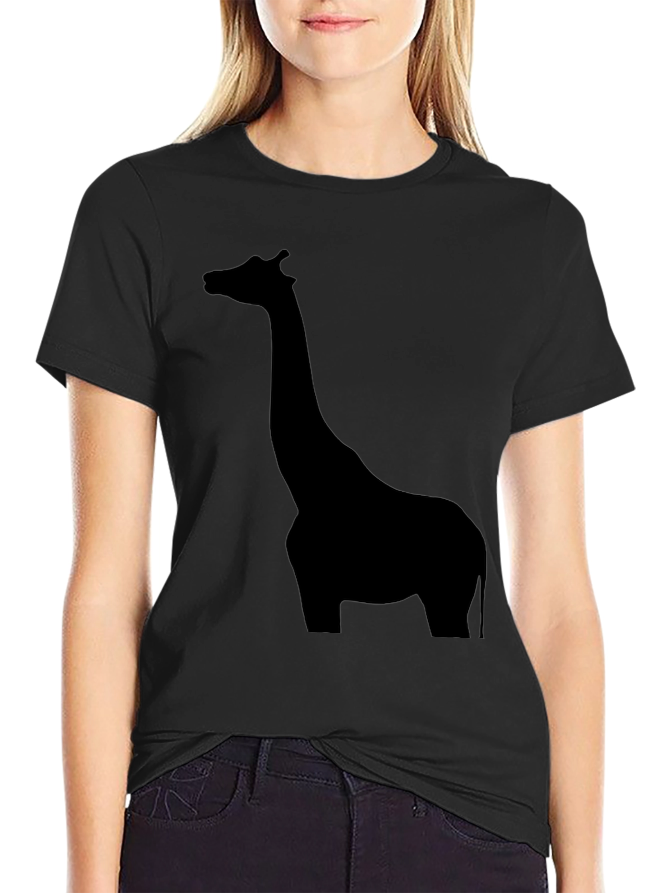 Giraffe Silhouette Black T-Shirt for Men