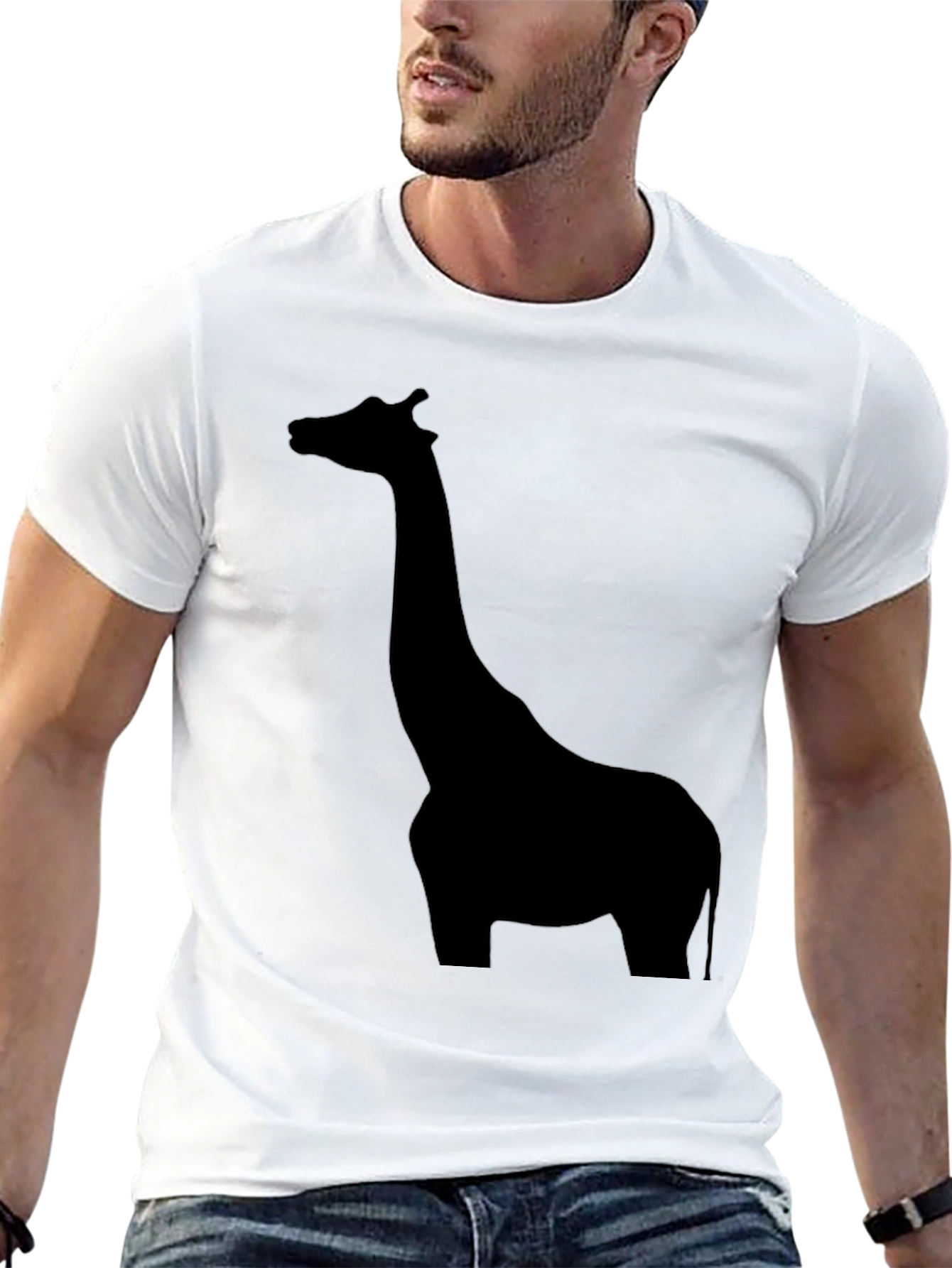 Giraffe Silhouette Black T-Shirt for Men
