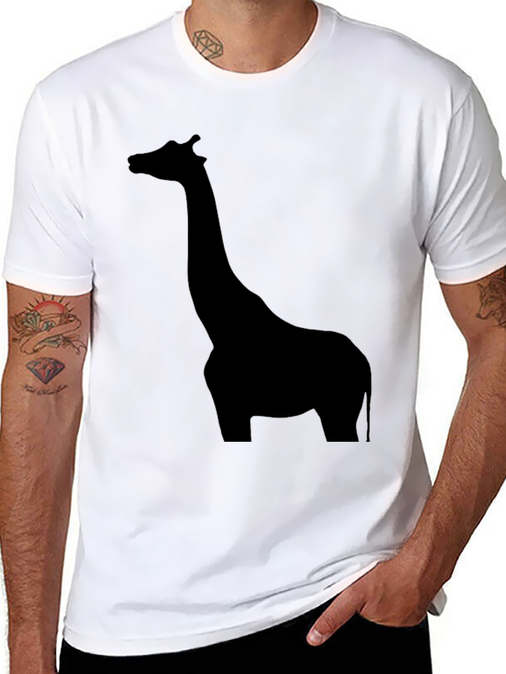 Giraffe Silhouette Black T-Shirt for Men
