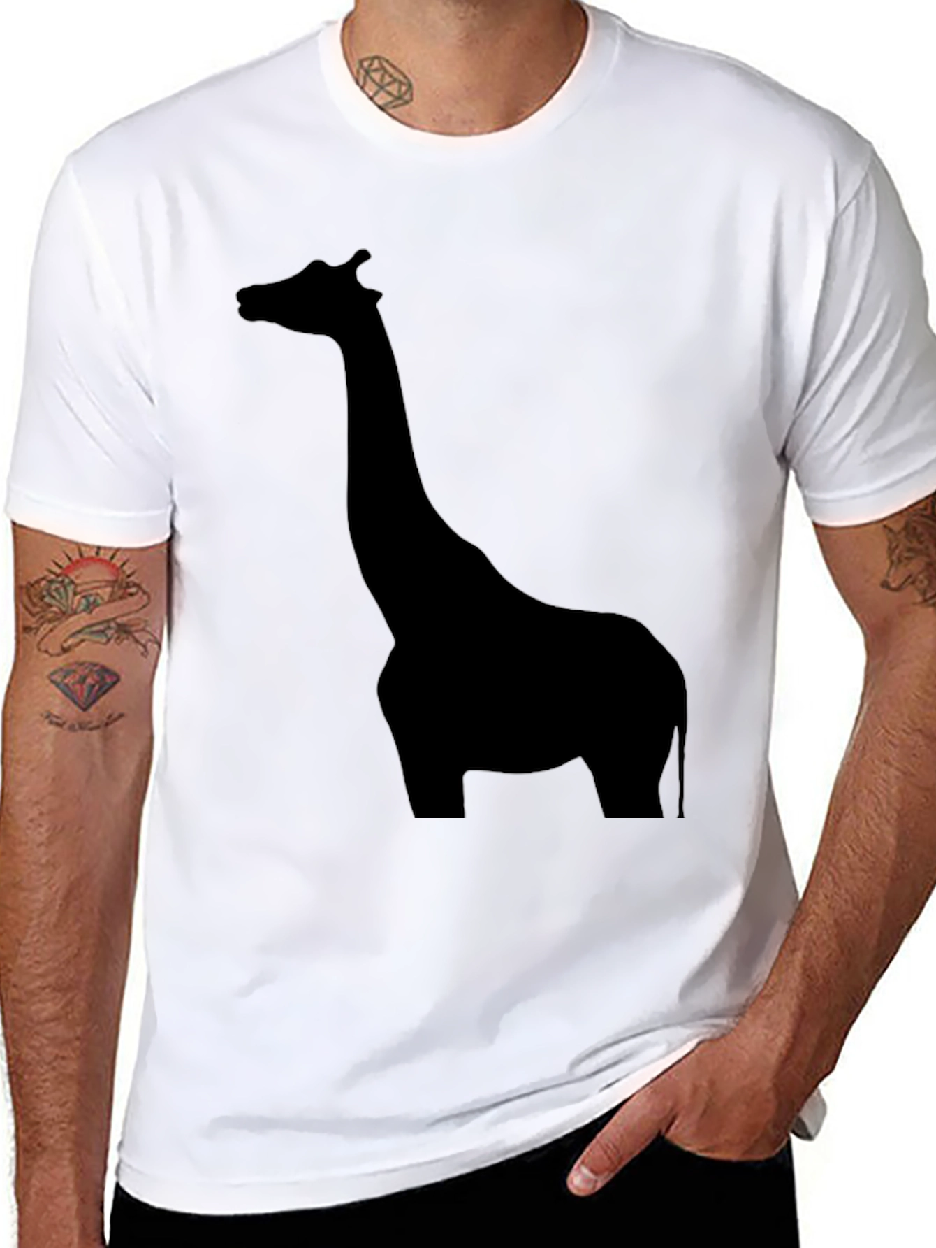 Giraffe Silhouette Black T-Shirt for Men